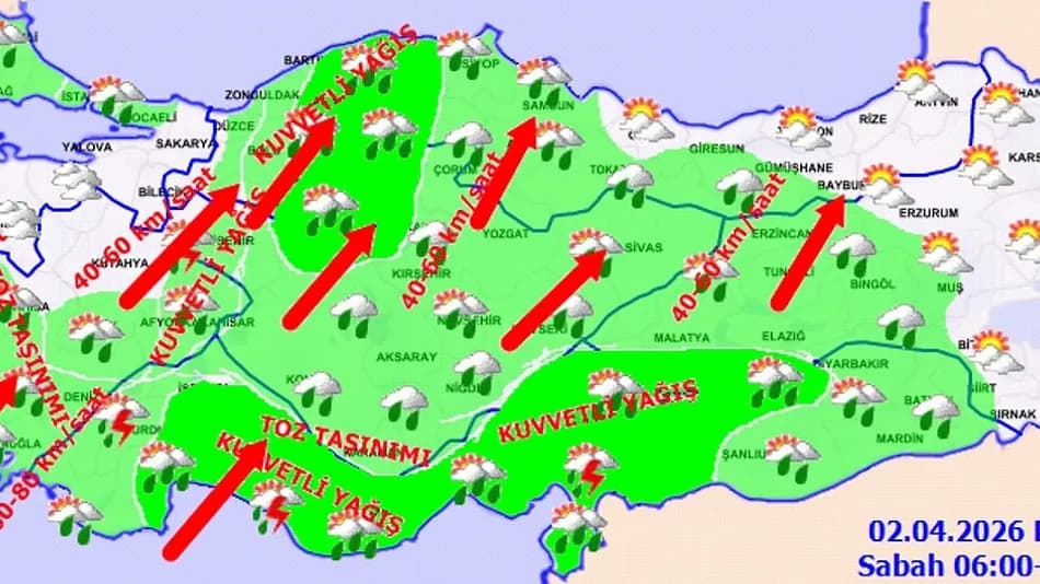 Meteoroloji'den birçok bölge için kuvvetli yağış, fırtına ve çığ uyarısı