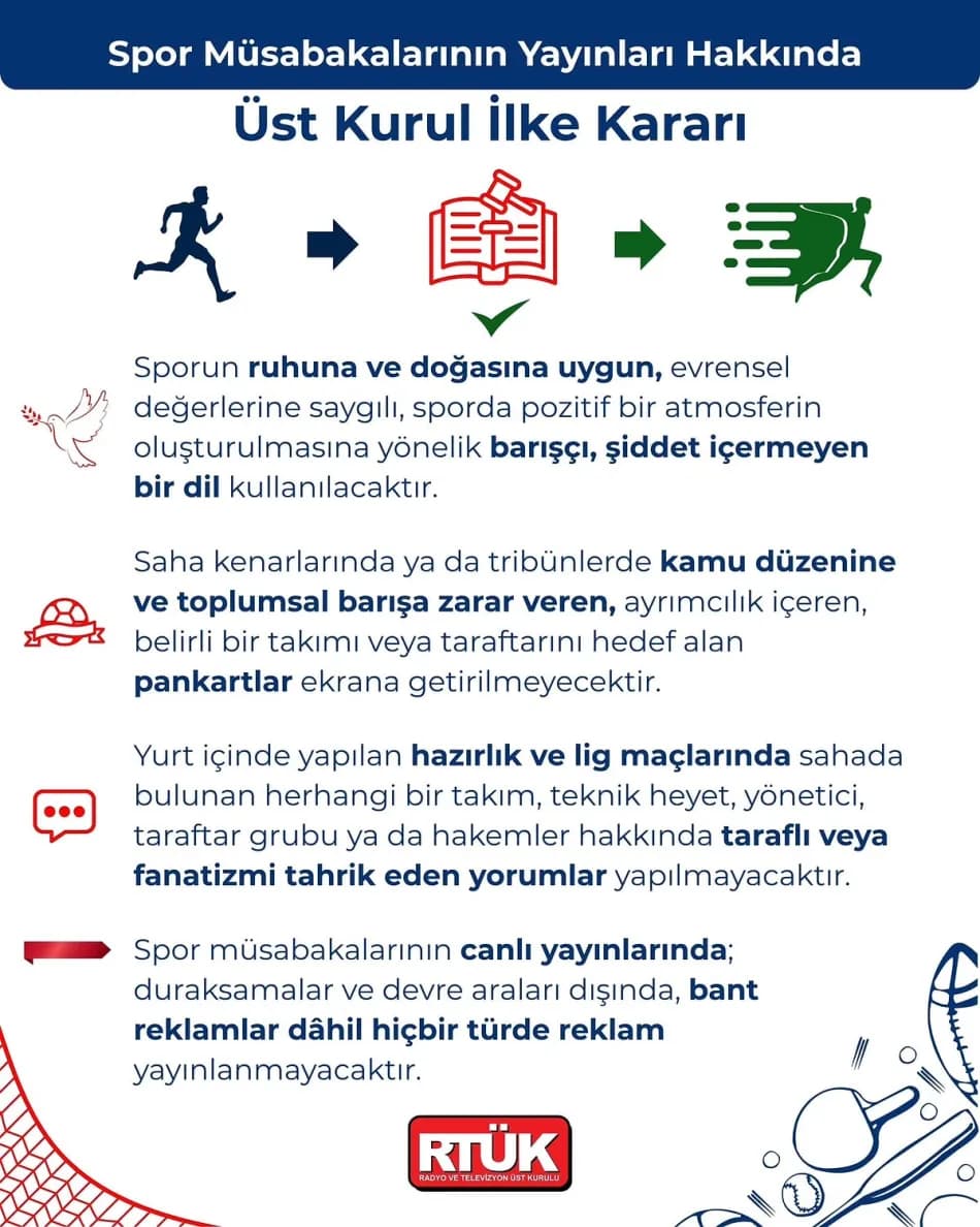 RTÜK, spor yayınlarına ilişkin yeni kuralları duyurdu