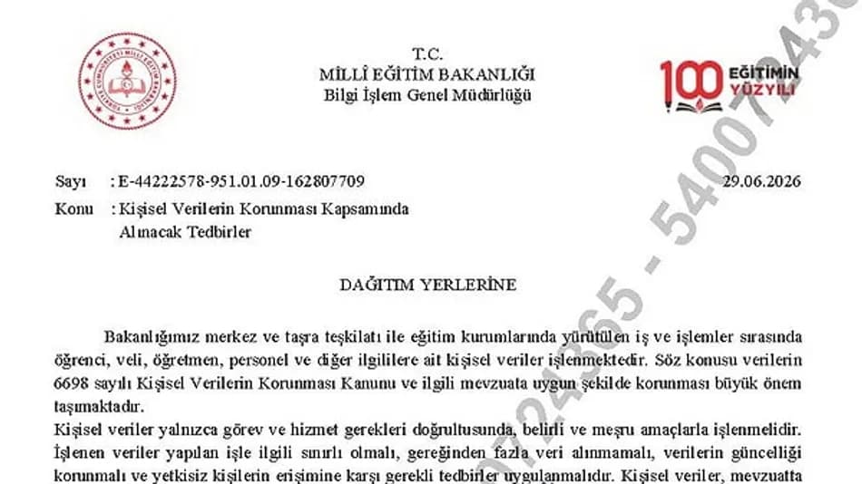 MEB’den Okullara Kişisel Veri Talimatı: Yeni Kurallar