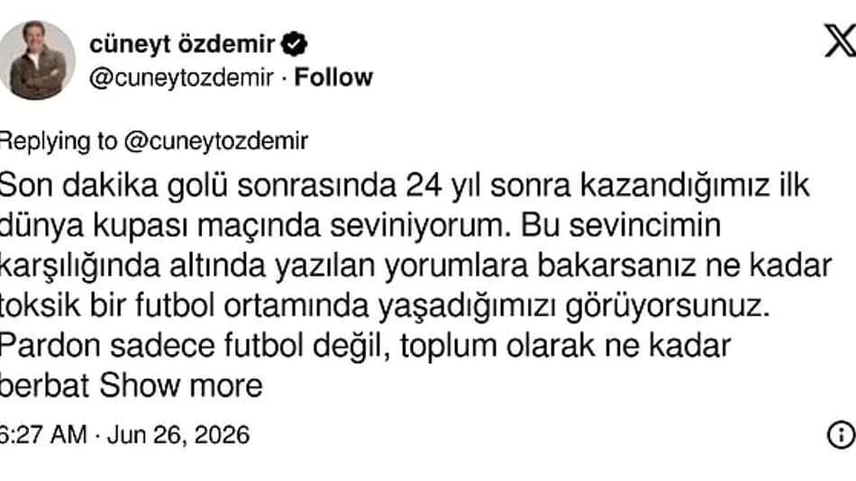 Cüneyt Özdemir'in gol sevinci sosyal medyada gündem oldu