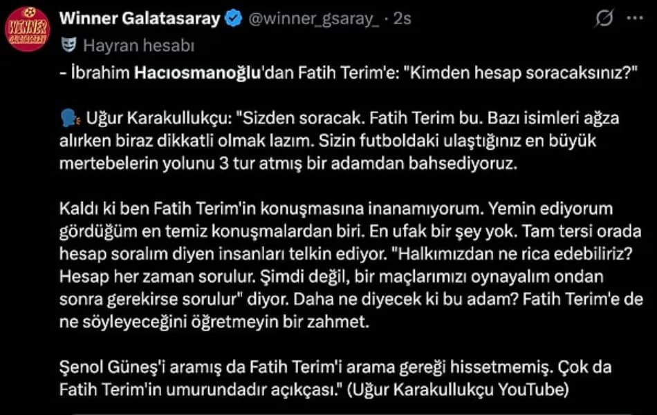 İbrahim Hacıosmanoğlu’nun Fatih Terim Sözleri Tepki Çekti