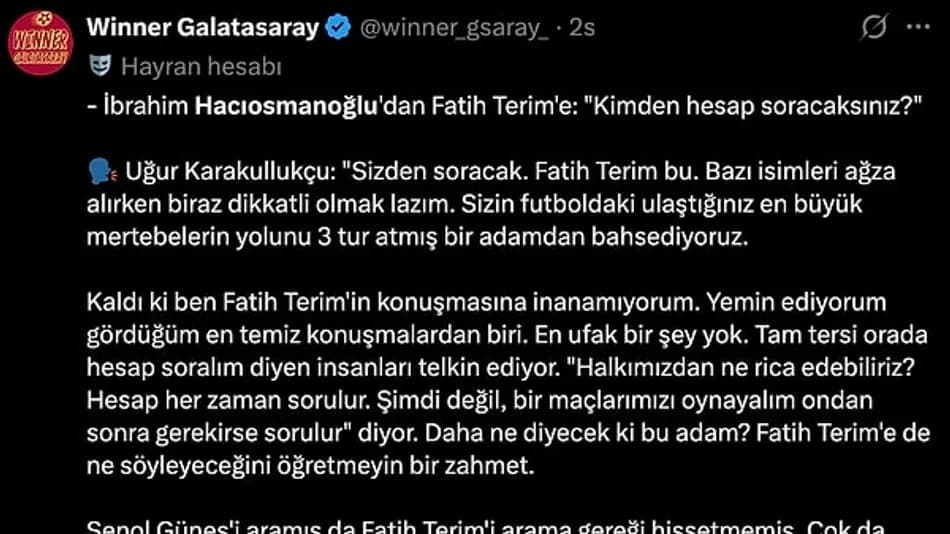 İbrahim Hacıosmanoğlu’nun Fatih Terim Sözleri Tepki Çekti