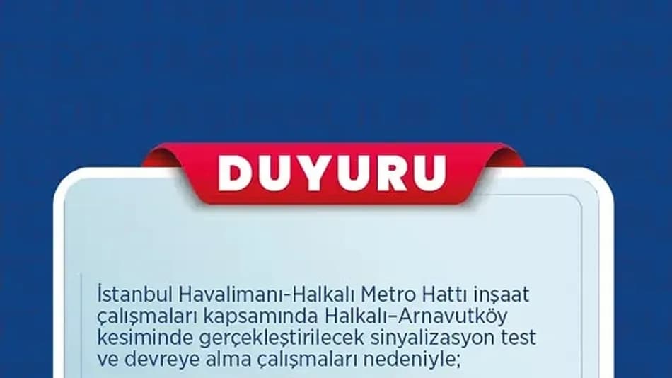 Gayrettepe-Arnavutköy Metro Hattı geçici olarak kapatıldı