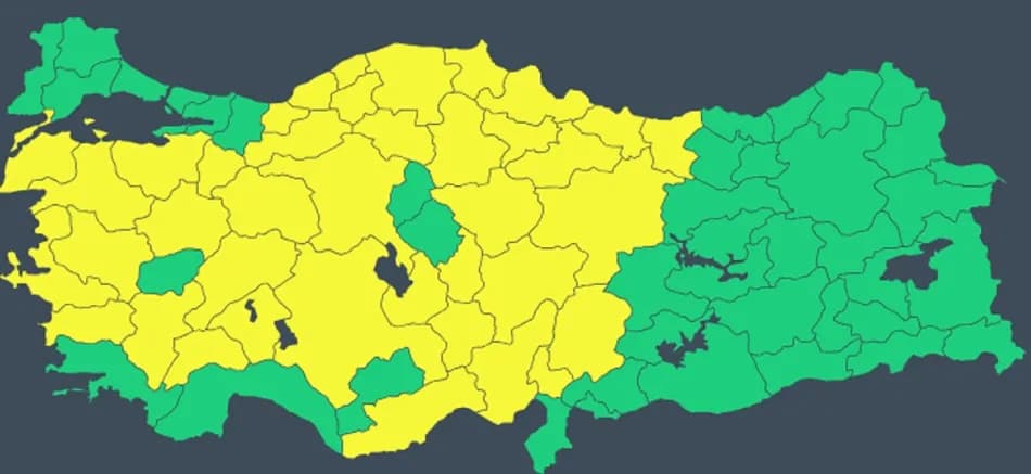 Meteoroloji 39 il için sarı kodlu uyarı yayımladı