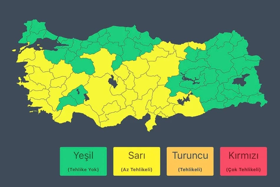 İçişleri Bakanlığı 16 il için kuvvetli yağış ve fırtına uyarısı yaptı