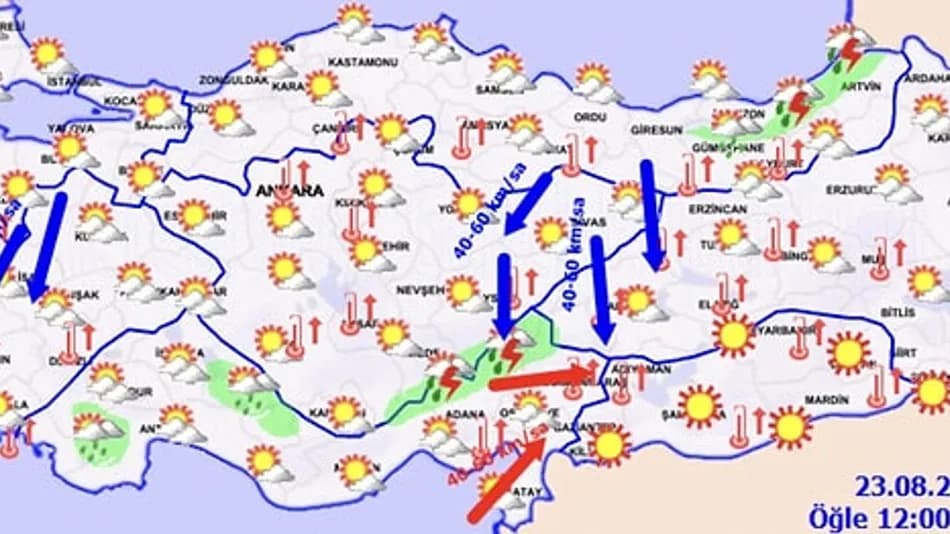 23 Ağustos hava durumu: Sıcaklık artıyor, yağış uyarısı var