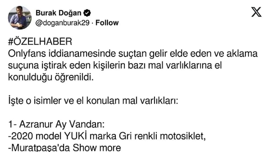OnlyFans Soruşturmasında Merve Taşkın ve Gizem Bağdaçiçek Kararı