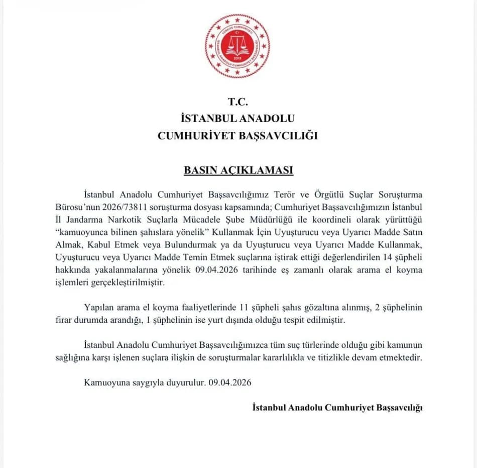 14 kişi hakkında yasaklı madde soruşturmasında gözaltı kararı iddiası