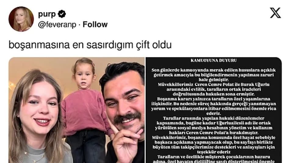 Uğurlu Ailesi boşandı: Hesap Ceren Cemre Polat’a geçti