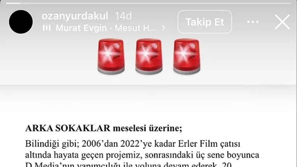 Arka Sokaklar için final açıklaması: Ozan Yurdakul duyurdu