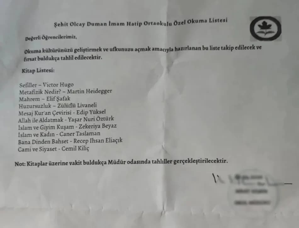 Pendik’teki okulda kitap listesi iddiası sonrası soruşturma açıldı, müdür açığa alındı