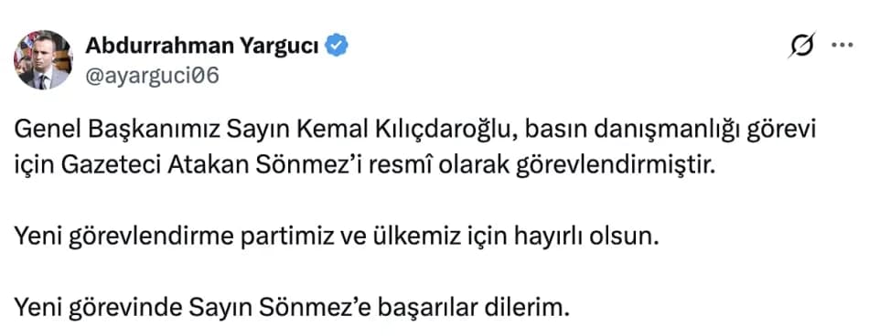 Kılıçdaroğlu’nun ilk görevlendirmesinin Atakan Sönmez için yapıldığı öne sürüldü