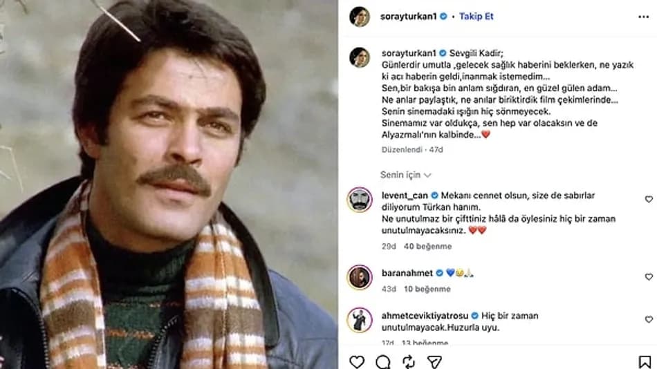 Türkan Şoray’dan Kadir İnanır’a duygusal veda mesajı
