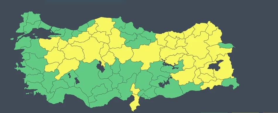 Meteoroloji 38 il için sarı kodlu uyarı yayımladı