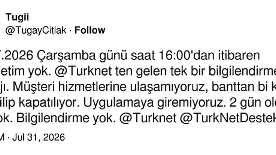 TürkNet Aboneleri İnternet Kesintisi ve Destek Sorunu Yaşıyor