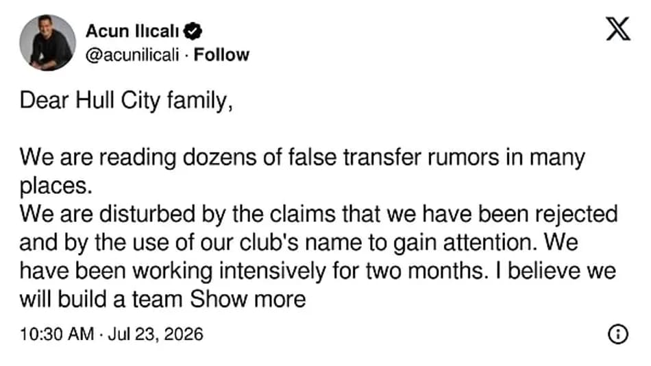 Acun Ilıcalı’dan Hull City transferleri için açıklama
