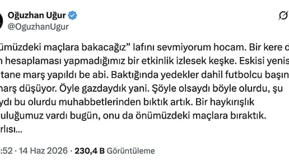 Oğuzhan Uğur’dan Montella’ya Dünya Kupası Tepkisi