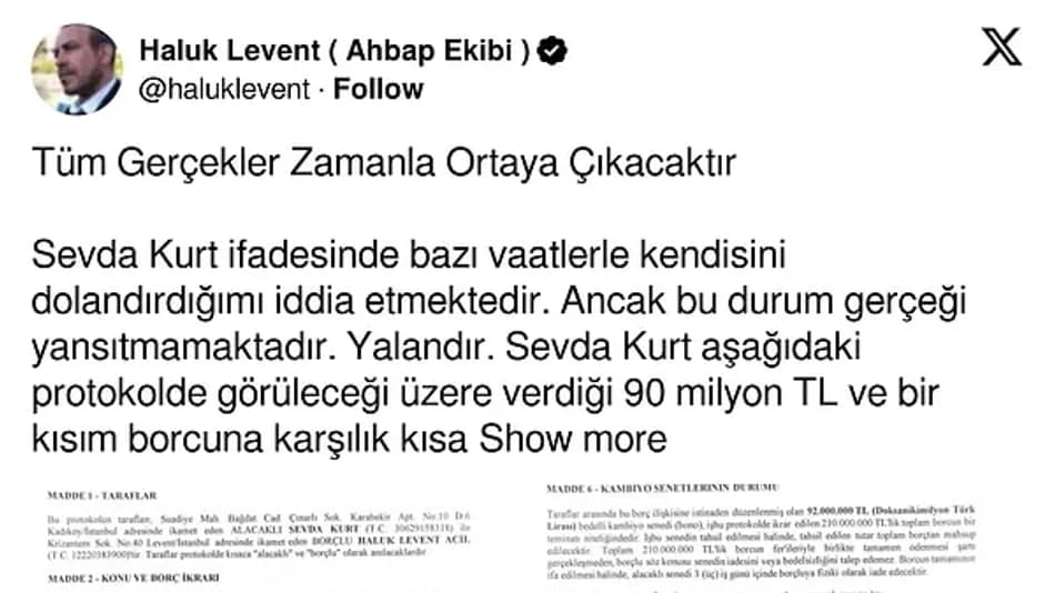 Haluk Levent’ten Sevda Kurt’un dolandırıcılık iddiasına yanıt