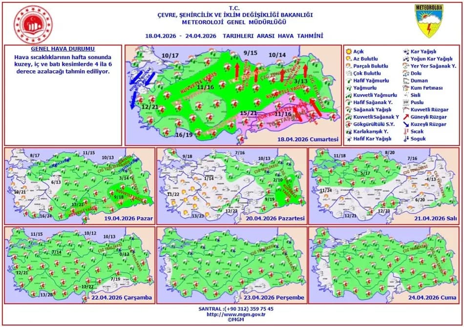 Meteoroloji 22 il için sarı ve turuncu kodlu yağış uyarısı yaptı