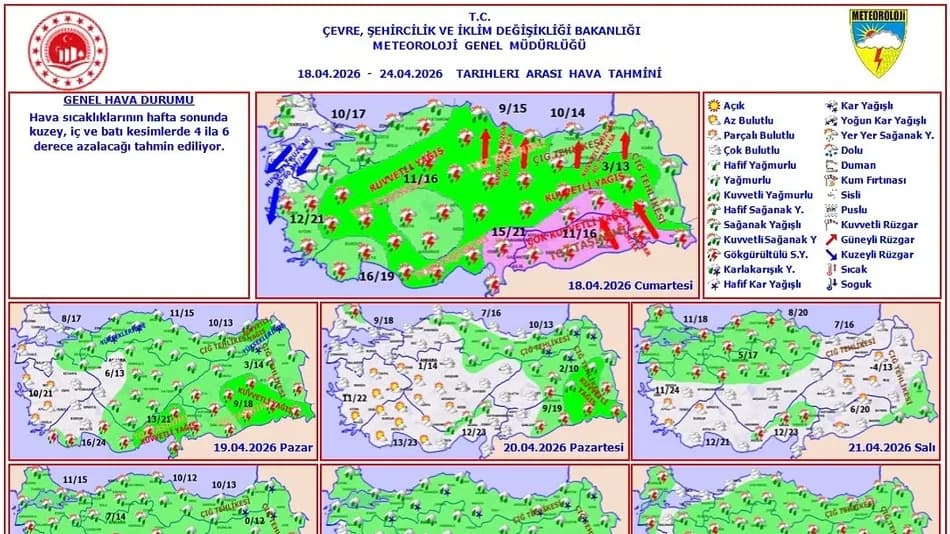 Meteoroloji 22 il için sarı ve turuncu kodlu yağış uyarısı yaptı