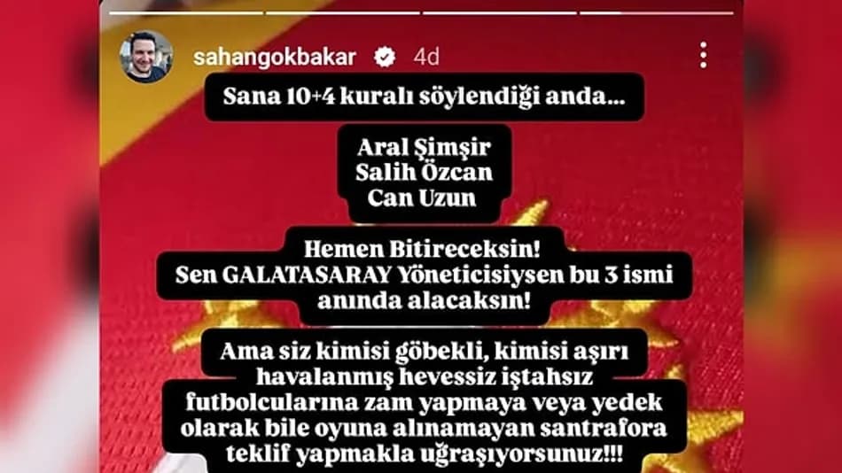 Şahan Gökbakar’ın Galatasaray Üyeliğinden İhracı İddiası