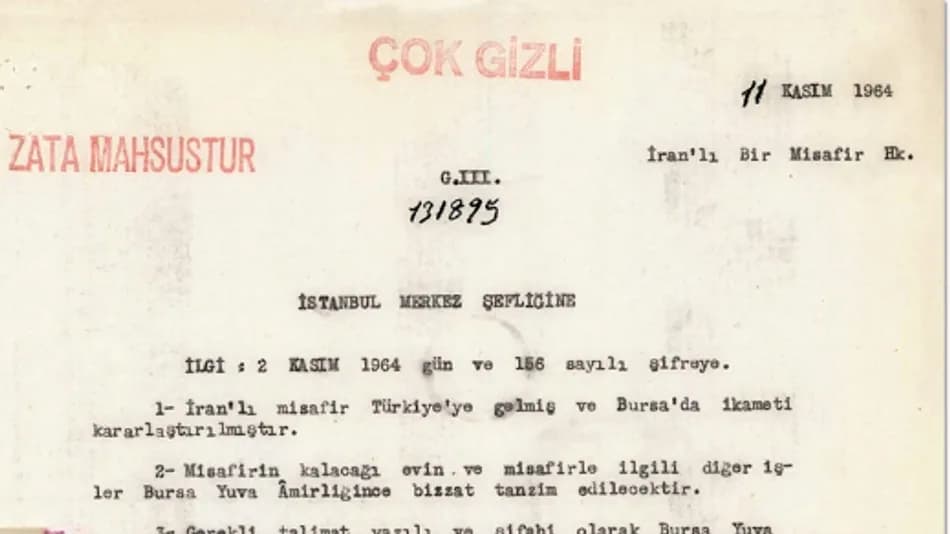 MİT, Humeyni’nin Bursa’da yaşadığı döneme ait belge yayımladı