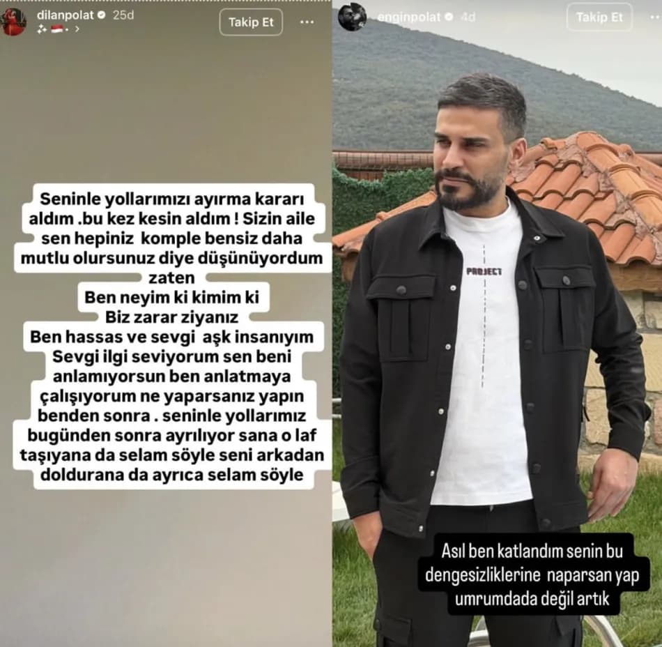 Dilan Polat ile Engin Polat'ın ayrılık mesajları sosyal medyada gündem oldu