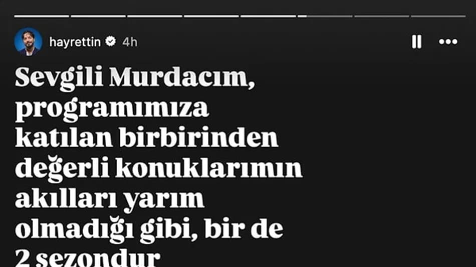 Hayrettin’den Kaos Show çıkışı yapan Murda’ya yanıt