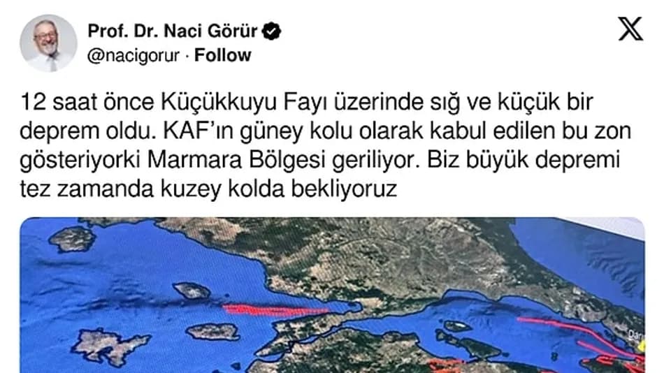 Naci Görür’ün Marmara depremi paylaşımı tepki çekti